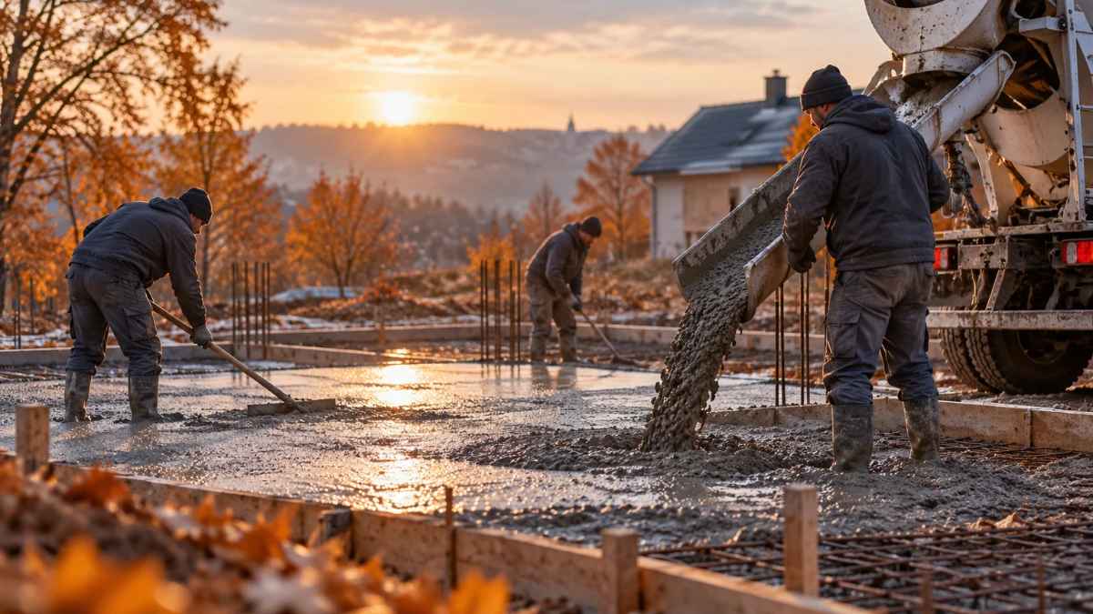 Őszi betonozás mixerbetonnal, betonozási munkák hűvös időben